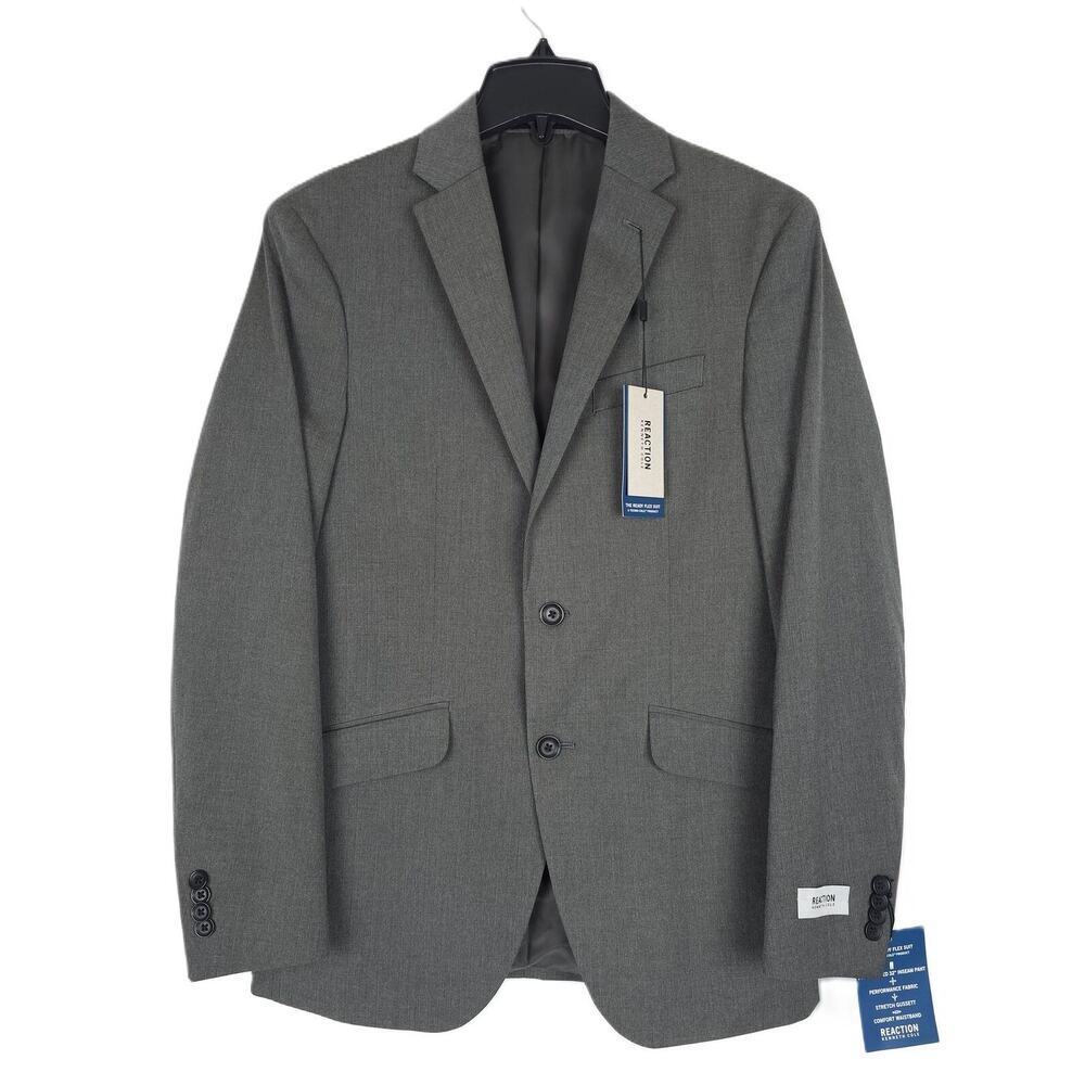 Kenneth Cole Reaction Mens Slim Fit Suit Jacket Blazer 36R Charcoal Pinstripe